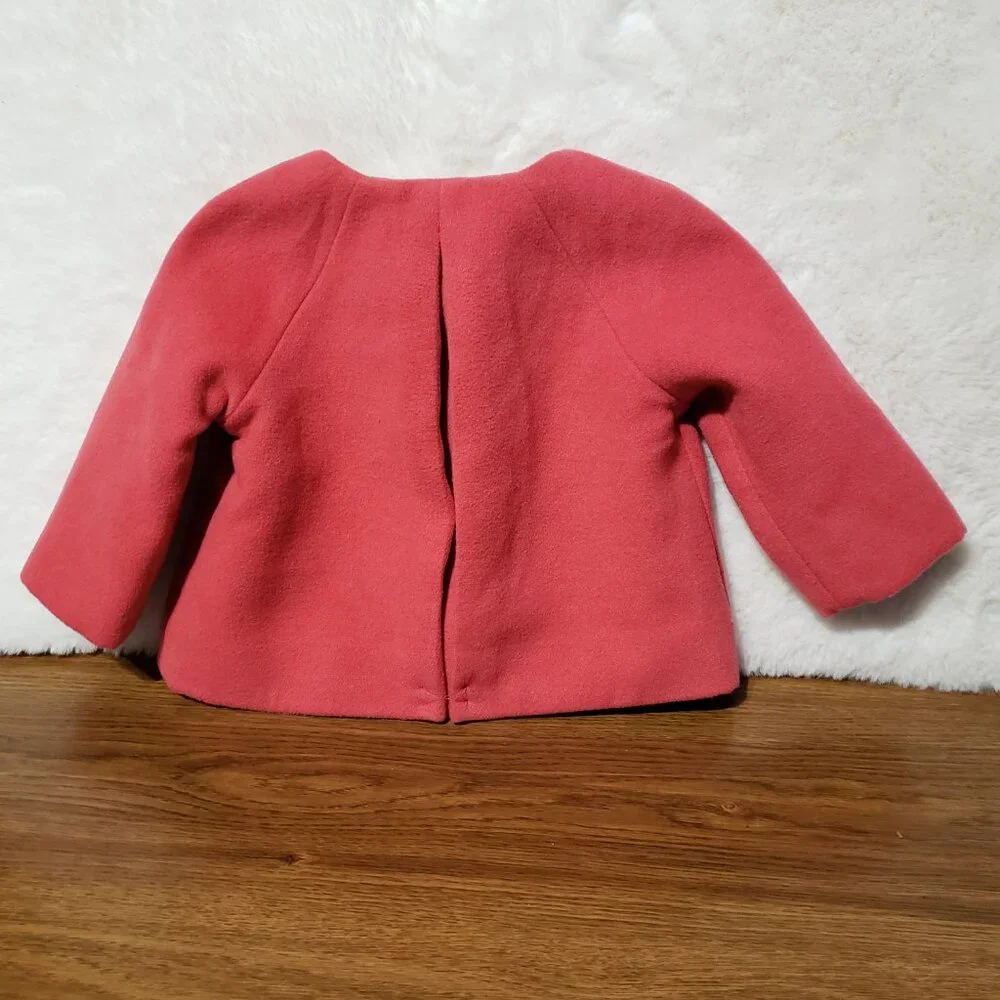 NEW Baby Gap Swing Coat Jacket 6 to 12 Months‎ Pink Snap Front Pockets Girls